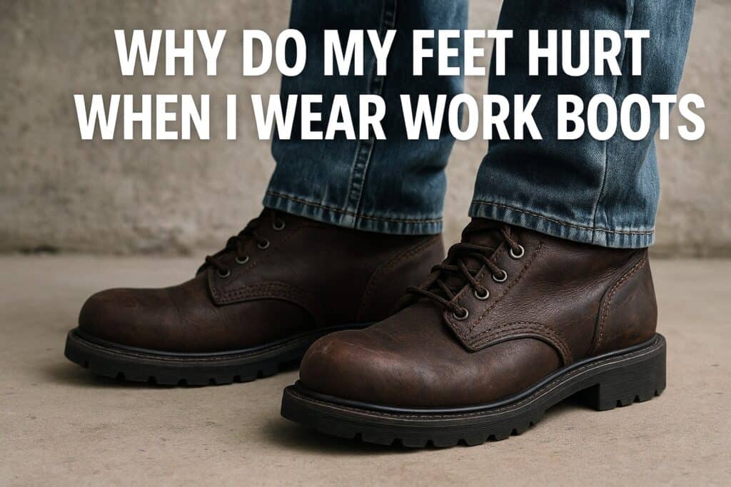 Durable brown leather work boots for safety and comfort, perfect for demanding jobs. High-quality footwear designed to prevent foot pain and support workers' needs.
