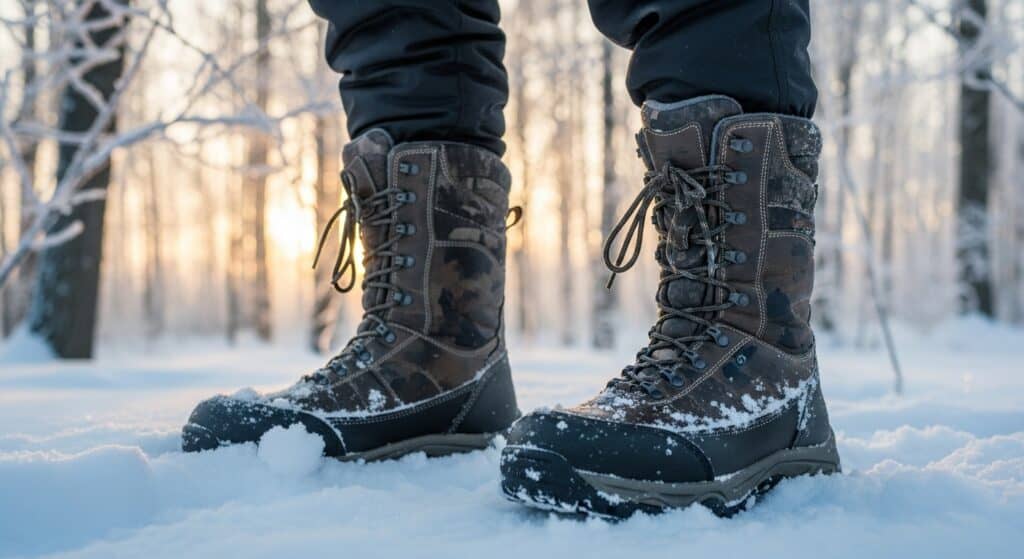 High-quality waterproof winter boots suitable for snow, offering warmth and durability, designed for outdoor winter sports or casual cold-weather wear.