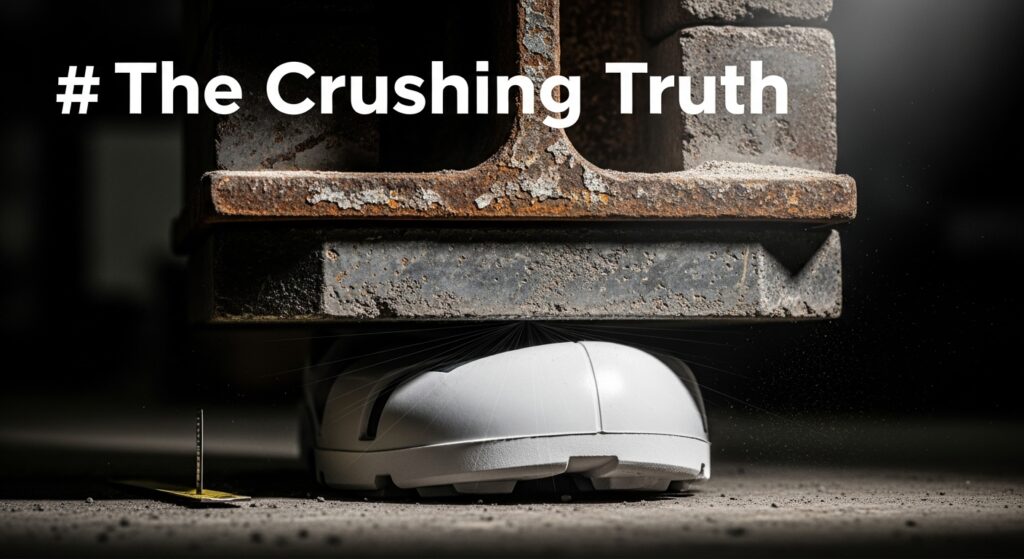 A shoe under a heavy block crushing down