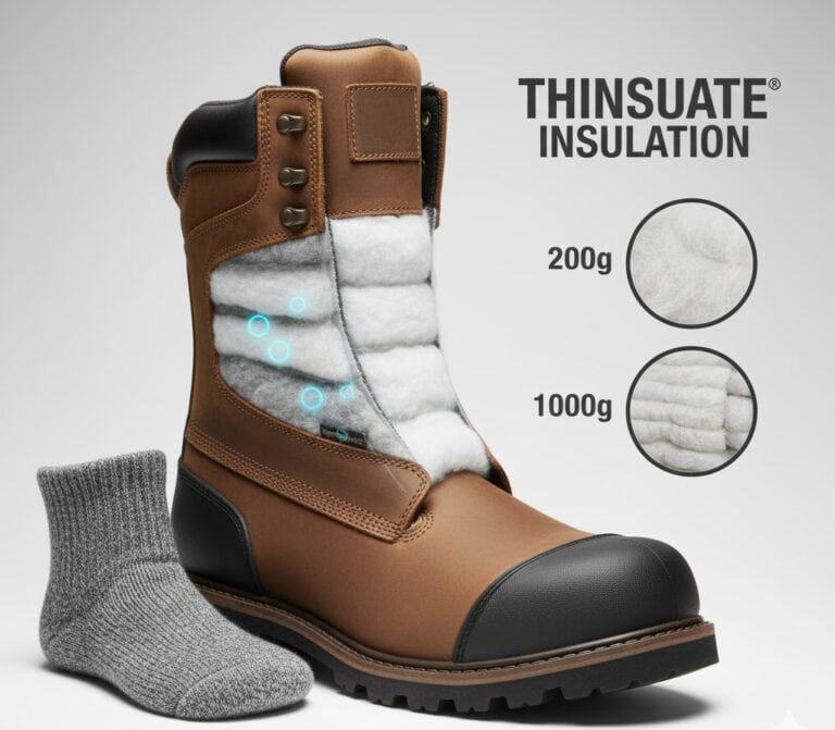 Insulated boot showcasing Thinsulate technology and sock.