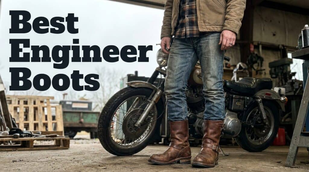 Durable leather engineer boots for men, perfect for work and casual wear, featuring rugged design and high-quality craftsmanship.
