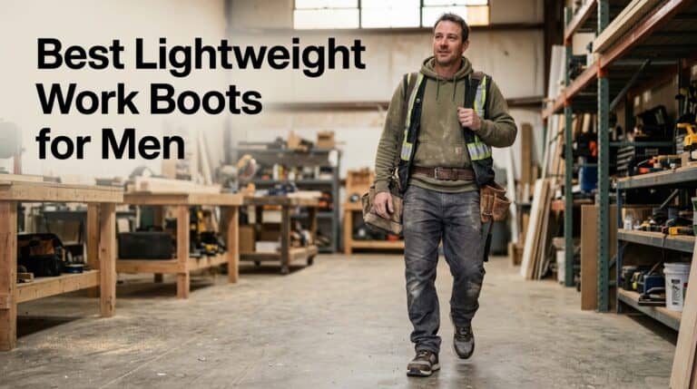 Comfortable and durable lightweight work boots for men, ideal for industrial and construction environments. Perfect for safety, support, and all-day wear.
