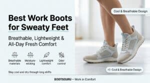 Comfortable, breathable work boots designed for sweaty feet, featuring lightweight materials and odor control for all-day dry comfort.