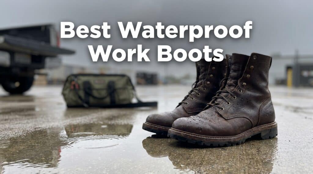 High-quality waterproof work boots designed for durability and safety in wet conditions. Perfect for construction, outdoor work, and industrial environments.