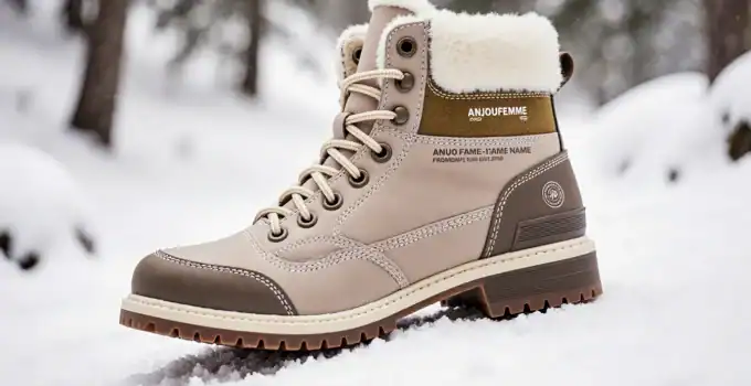 Warm winter snow boot with faux fur lining, waterproof leather, and slip-resistant outsole designed for snow and icy conditions.