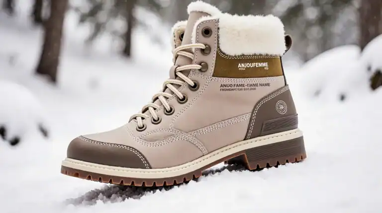 Warm winter snow boot with faux fur lining, waterproof leather, and slip-resistant outsole designed for snow and icy conditions.