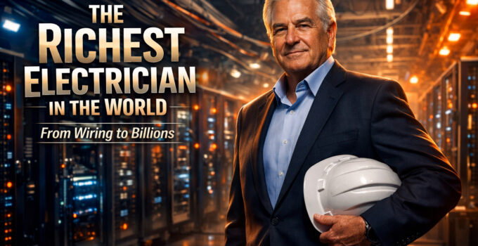 The richest electrician poses confidently in a facility.