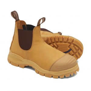 A side profile of the Blundstone 9000 RotoFlex wheat nubuck boot.