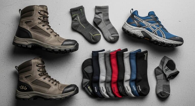 High-quality hiking boots and moisture-wicking socks for outdoor adventure lovers. Durable, comfortable footwear perfect for trekking and mountain hiking trips.