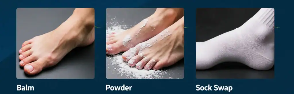 High-quality foot care products including balm, powder, and sock swap for healthy, comfortable feet. Perfect for daily use and foot hygiene maintenance.