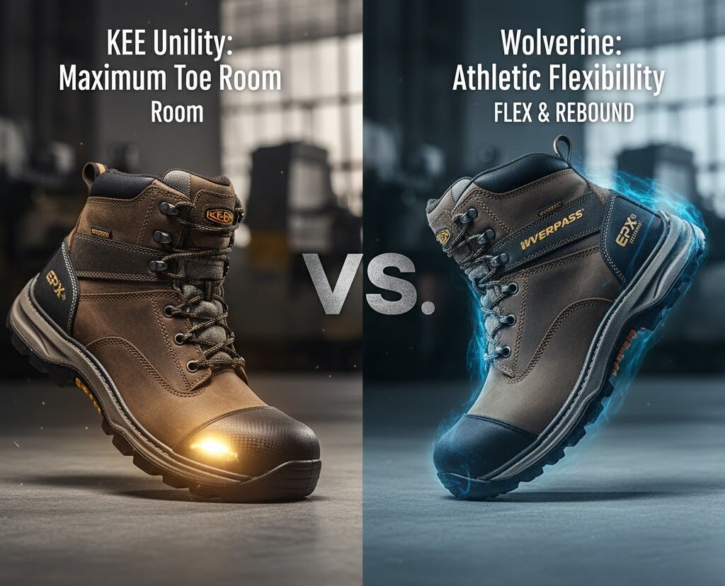 Comparison of KEE Unility and Wolverine work boots.