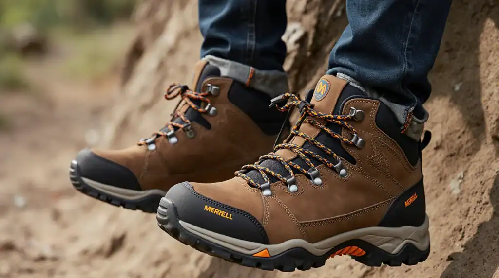 High-quality waterproof hiking boots with rugged outsole and supportive design for outdoor hiking and trekking.