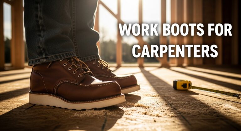 Brown work boots suitable for carpenters.