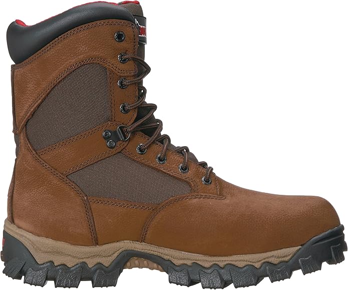 Brown waterproof hiking boot with mesh details.
