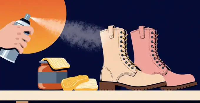 High-quality waterproofing spray for boots, shoe polish, and conditioning creams to maintain leather boots.