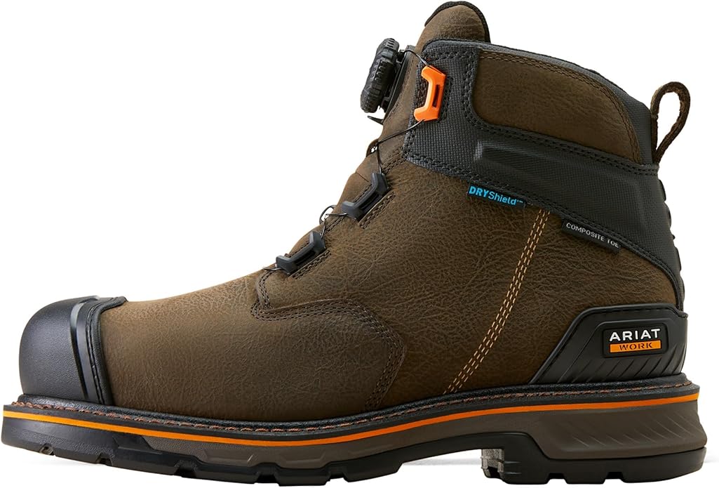 Brown Ariat work boot with composite toe.