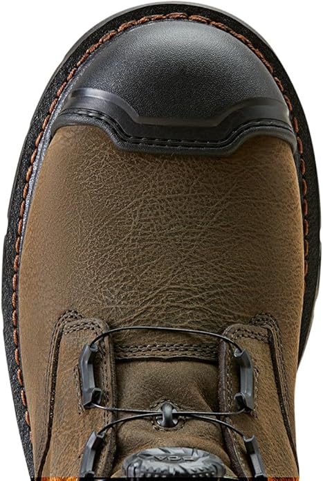 Close-up of a brown boot with laces