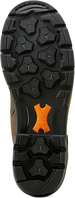 Close-up of rugged shoe sole with traction pattern.