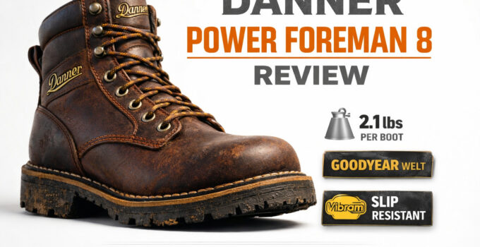 Danner Power Foreman 8-inch work boot close-up.