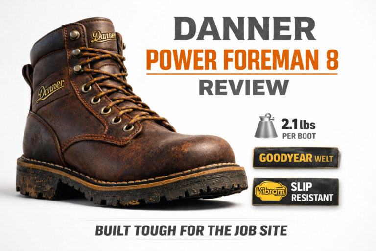 Danner Power Foreman 8-inch work boot close-up.