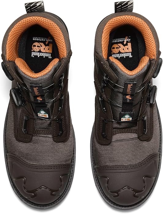 Brown waterproof hiking boots with orange accents.