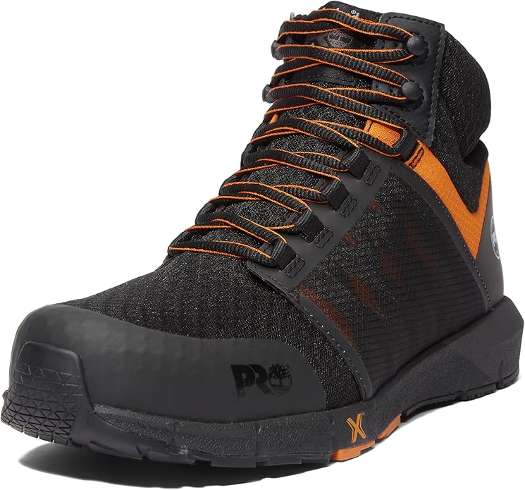 Black and orange high-top athletic shoe