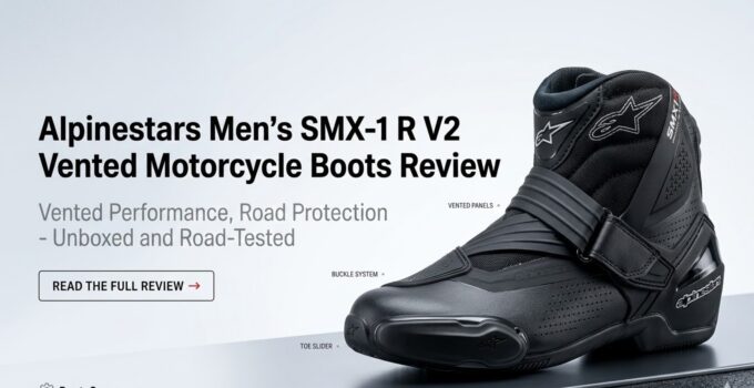Alpinestars motorcycle boots on display