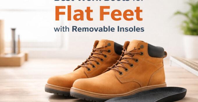 Boots suitable for flat feet with removable insoles for comfort and support.