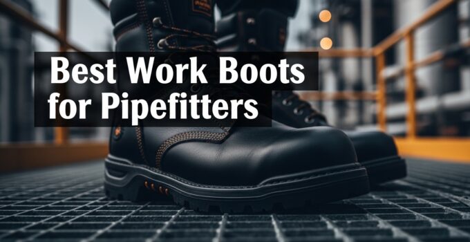 Durable work boots ideal for pipefitters with steel toes and slip-resistant soles for safety and comfort. Perfect footwear for demanding industrial environments.