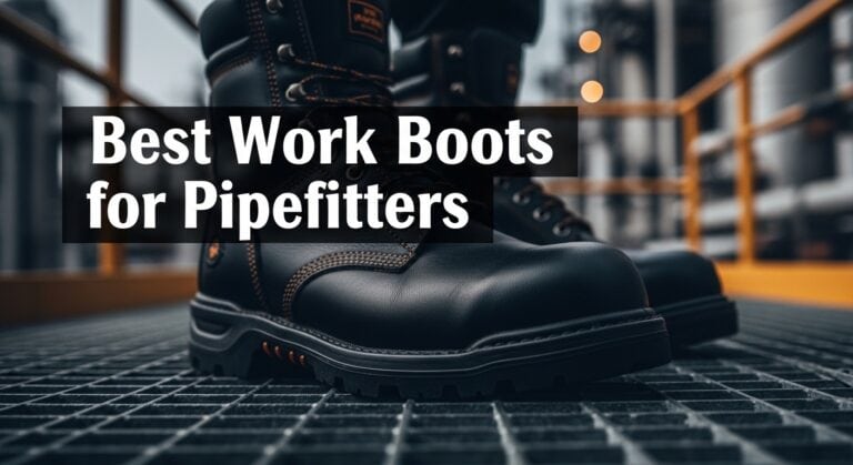 Durable work boots ideal for pipefitters with steel toes and slip-resistant soles for safety and comfort. Perfect footwear for demanding industrial environments.