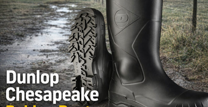 Dunlop Chesapeake rubber boots on a wet ground