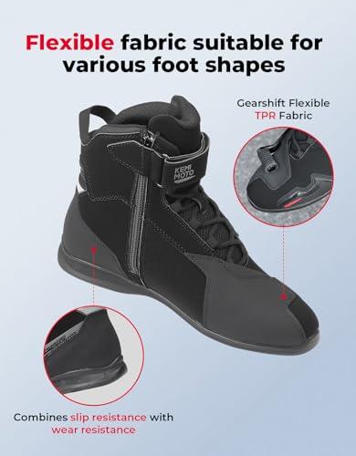 KEMIMOTO Motorcycle Boots Men CE Certification Ankle, Thick Heel Protection Mesh Breathable Motorcycle Riding Shoes for Commuting,Motor-Travel,Trekking,Hiking Black