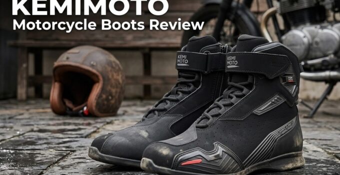 KEMIMOTO motorcycle boots on stone floor