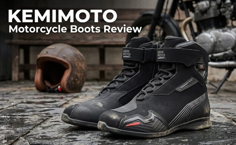 KEMIMOTO motorcycle boots on stone floor