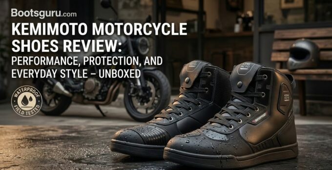 KEMIMOTO motorcycle shoes on wet surface