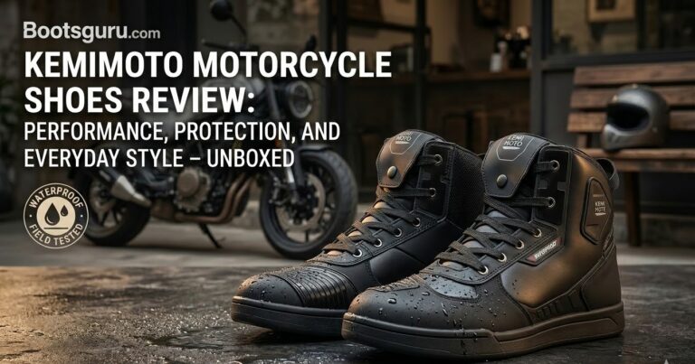 KEMIMOTO motorcycle shoes on wet surface