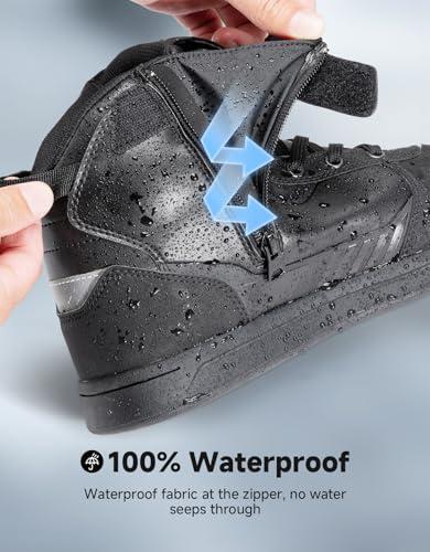 KEMIMOTO Motorcycle Shoes for Men â¤Waterproof with Shoelace Pocket and Side âZippersďźOutdoor Motorcycle Shoes Anti-Slip âŁMotorcycle Riding Boots for Riding Hiking Motor-Travel â˘Black