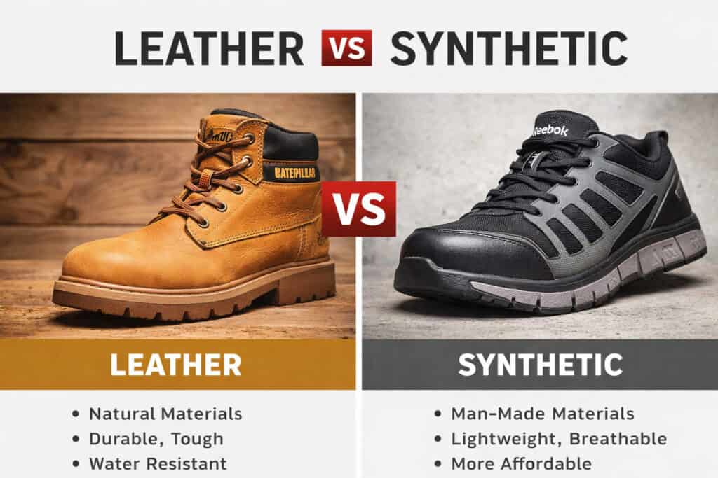 Comparison of leather and synthetic shoes