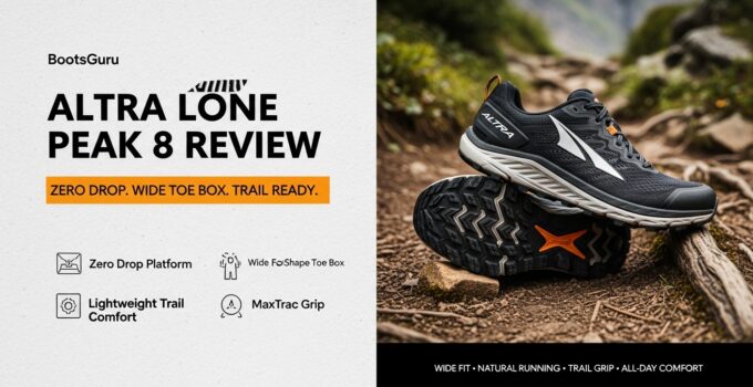Altra Lone Peak 8 trail running shoe designed for hikers and trail runners, featuring lightweight comfort, wide toe box, and MaxTrac grip for optimal traction on rugged terrain.