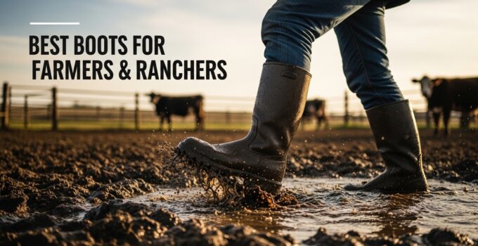 High-quality waterproof boots ideal for farming and ranching activities, providing comfort and protection in muddy and rugged outdoor environments.