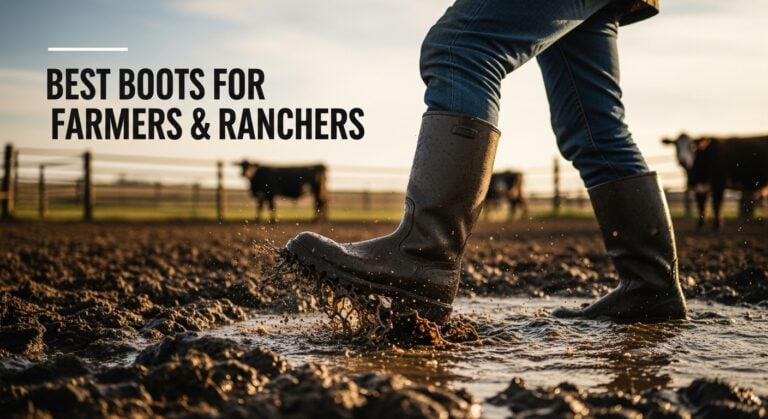 High-quality waterproof boots ideal for farming and ranching activities, providing comfort and protection in muddy and rugged outdoor environments.