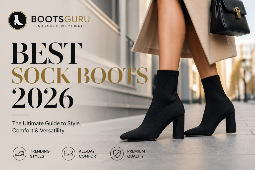 Stylish sock boots on a city street