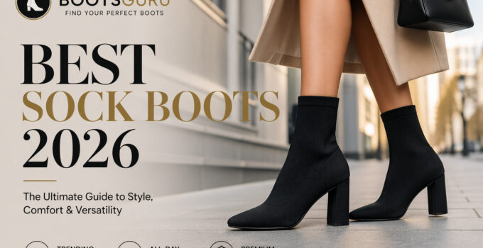 Stylish sock boots on a city street