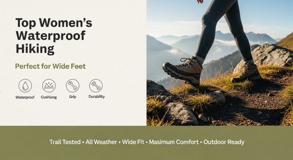 Woman hiking in waterproof boots on a trail