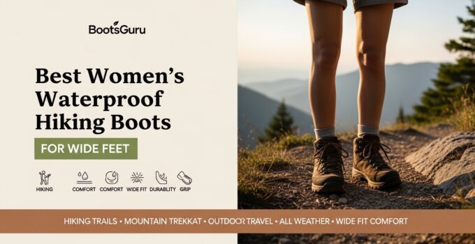 Waterproof hiking boots for women with wide feet, ideal for outdoor adventures and mountain treks, offering comfort, durability, and grip in all weather conditions.