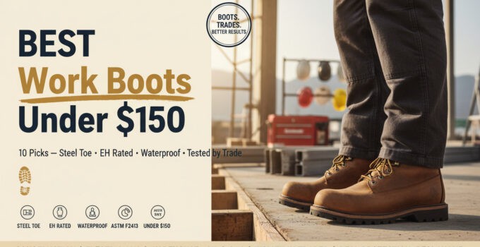 High-quality work boots under $150, featuring steel toe, waterproof design, and EH rating, perfect for construction, electricians, and tradespeople seeking durability and value.