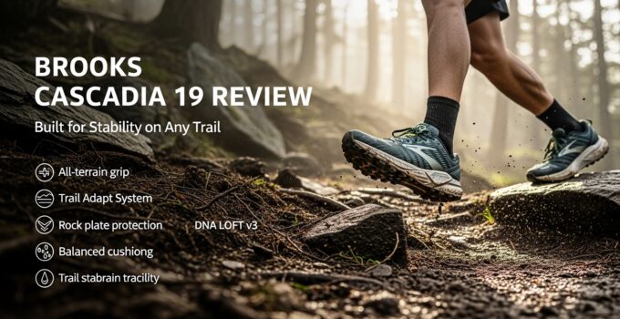 High-performance Brooks Cascadia 19 trail running shoes designed for stability and durability on any terrain. Features include all-terrain grip, trail adapt system, rock plate protection, and balanced.