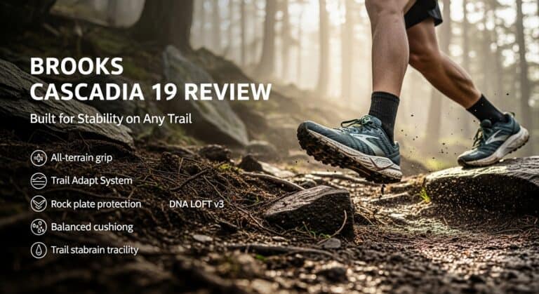 High-performance Brooks Cascadia 19 trail running shoes designed for stability and durability on any terrain. Features include all-terrain grip, trail adapt system, rock plate protection, and balanced.