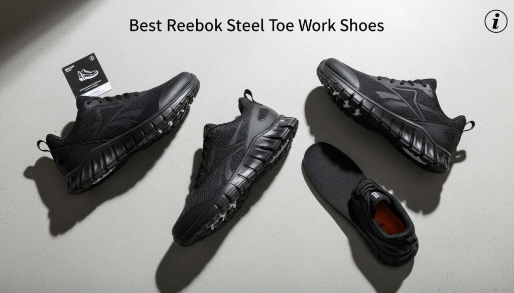 Black Reebok steel toe work shoes