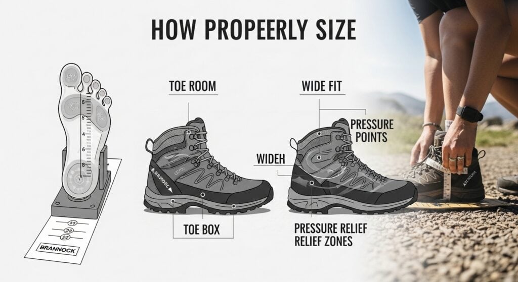 Foot sizing and hiking boot fitting guide